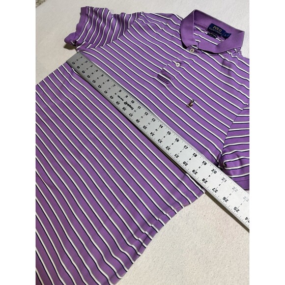 Polo Ralph Lauren Pima Soft Touch Men’s Polo Size Large Purple Striped Dress - Picture 5 of 8